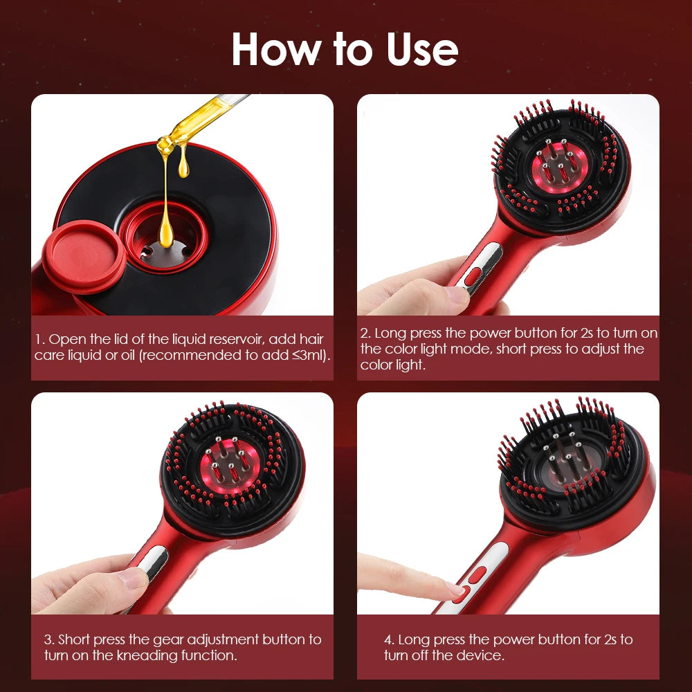 Electric Micro-current Massage Comb Red Light Hair Care