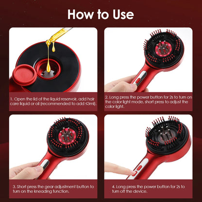 Electric Micro-current Massage Comb Red Light Hair Care