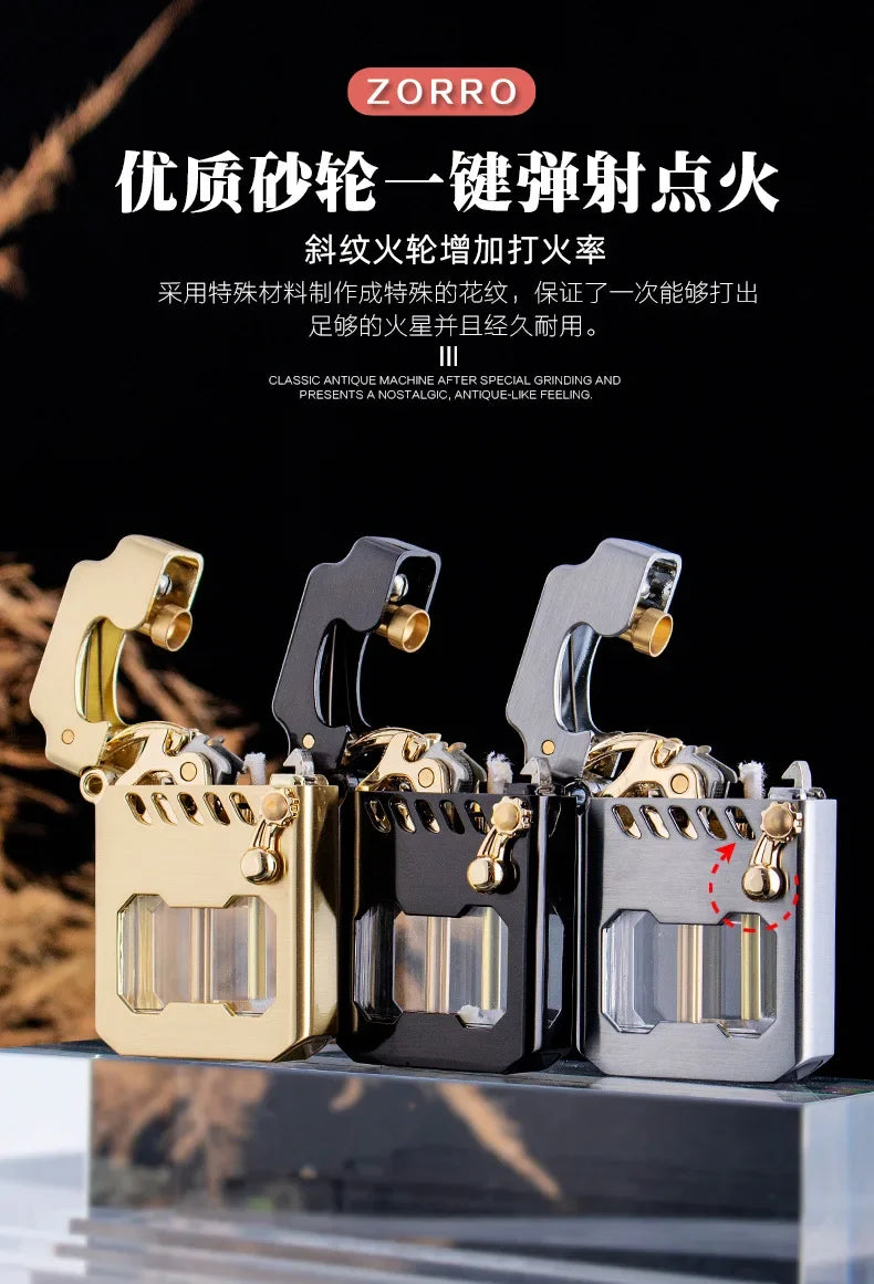 Zorro Kerosen Lighter Cyber Mecha Transparent Bin Rocker