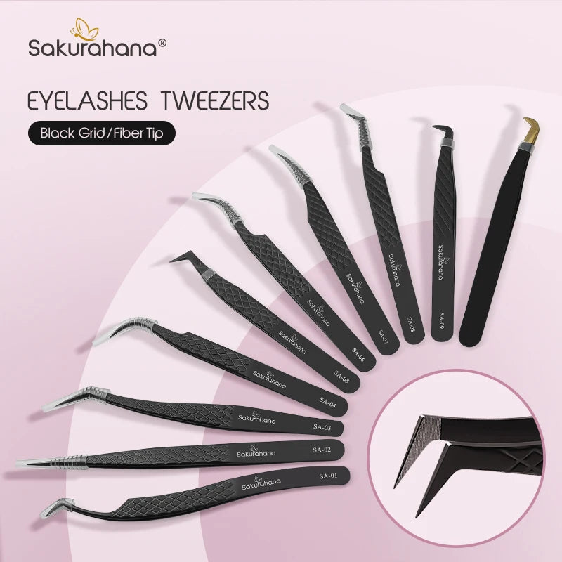 SAKURAHANA High-end Eyelash Tweezers Black Fiber Tip
