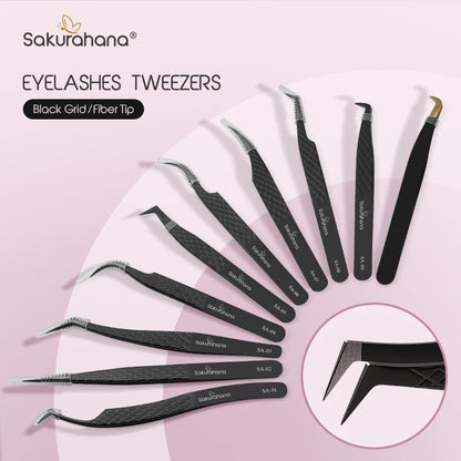 SAKURAHANA High-end Eyelash Tweezers Black Fiber Tip