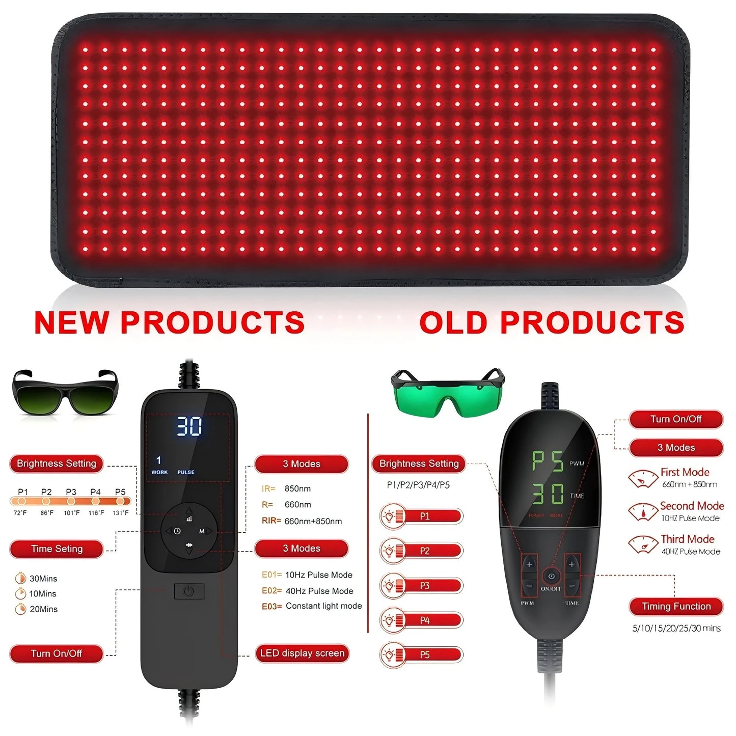 Red ＆ Infrared Therapy Belt Body Wearable Wrap heating Pad