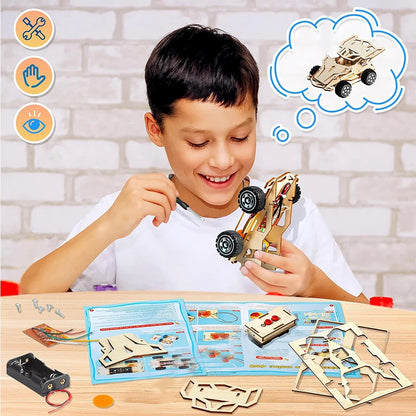 DIY Wooden Remote Control Car Mini Four-Wheel Drive