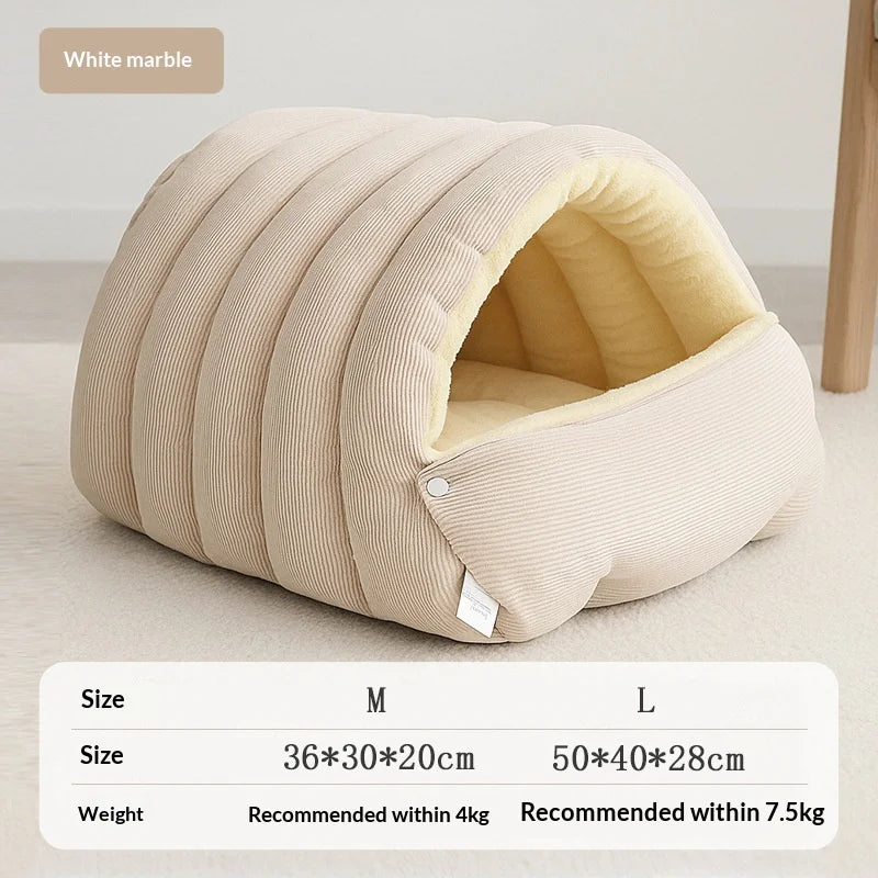 Heated Cat Bed Winter Warm Plush House