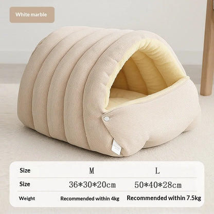 Heated Cat Bed Winter Warm Plush House