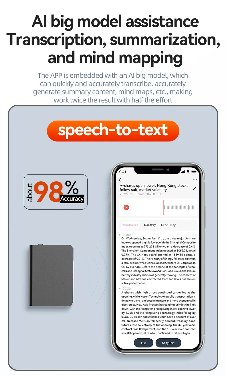 8-128GB AI ChatGPT-4 Intelligent Voice Recorder Audio App