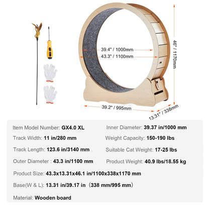 Wooden Cat Exercise Wheel Large Cat Treadmill Wheel