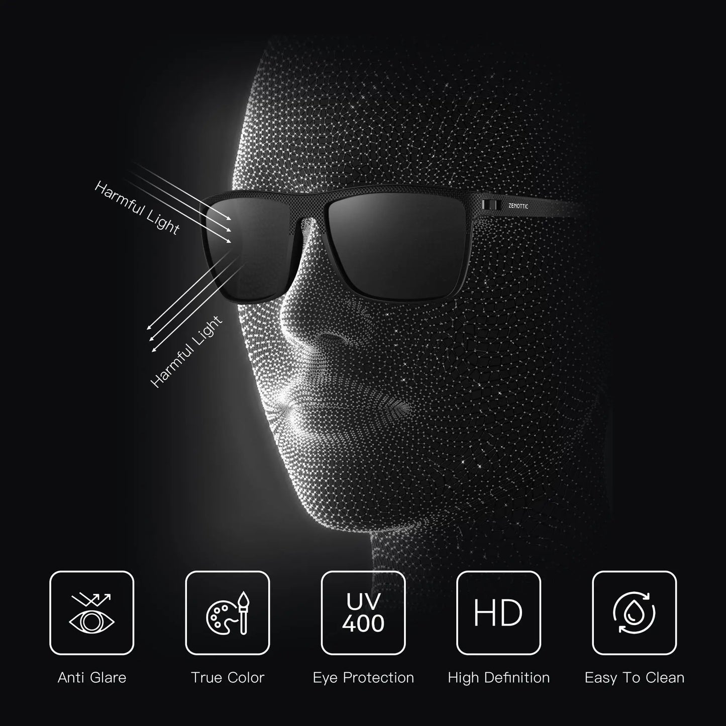 Polarized Sunglasses for Men Lightweight TR90 Frame