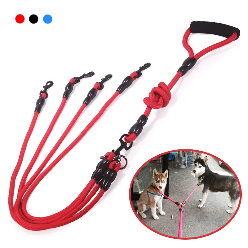 Pet Dog Leash Nylon Rope Double Dual Two Heads Dogs Leash