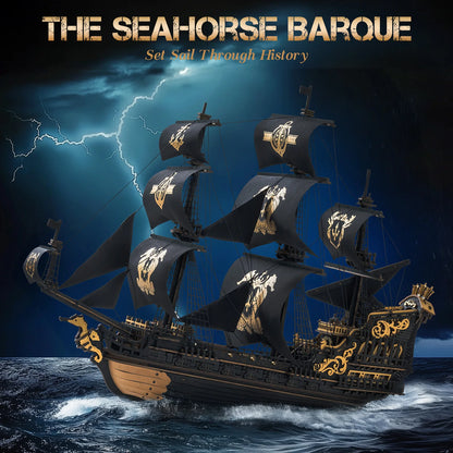 Seahorse Barque Wooden 3D Puzzle 1:100 Scale DIY Sailboat