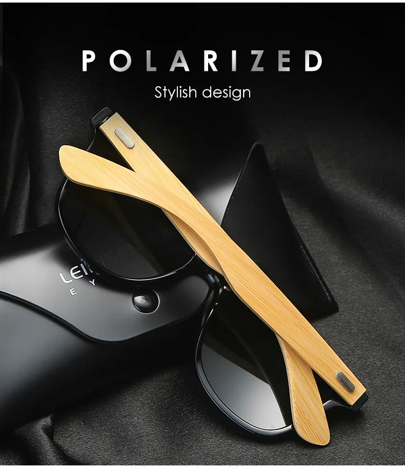 Sunglasses Men Wood Bamboo Polarized UV400 Retro Vintage