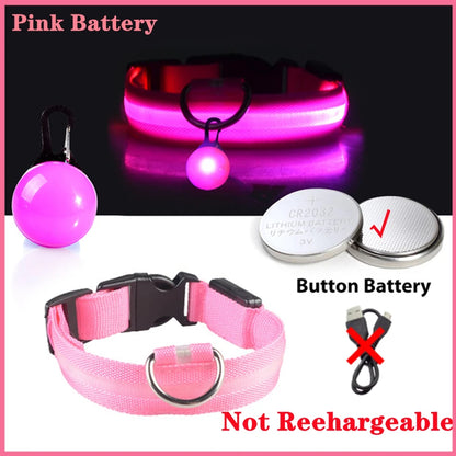 Usb Charging Glowing Dog Collar With Pendant Detachable