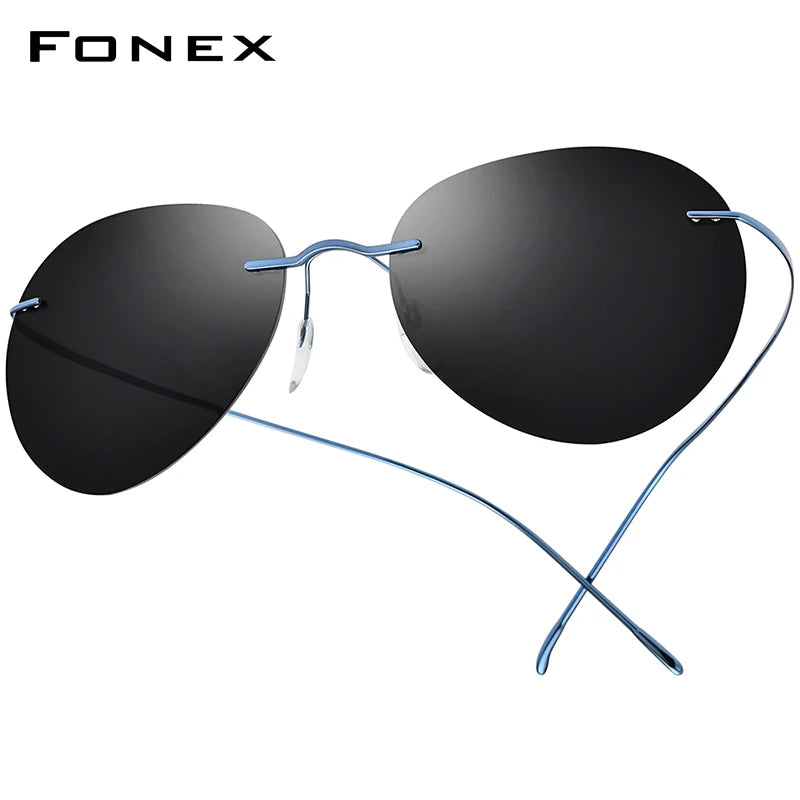 Titanium Rimless Sunglasses Men Ultralight Frameless