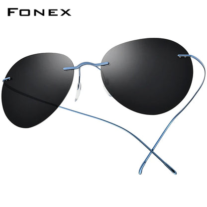 Titanium Rimless Sunglasses Men Ultralight Frameless