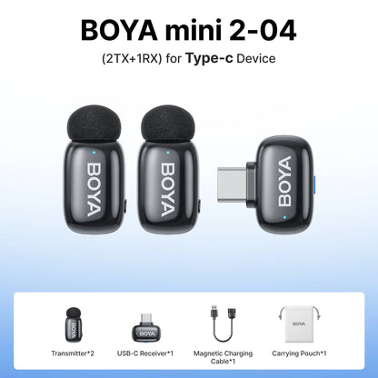 BOYA Mini 2 Wireless Lavalier Microphone AI Noise Reduction