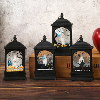 Portable Pumpkin Ghost Castle Lantern Lamp Hanging LED Jack-O-Lanterns