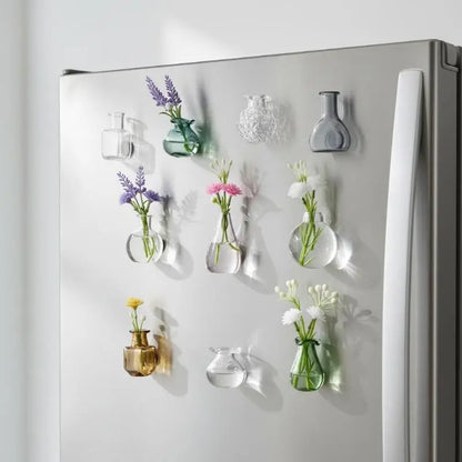 Magnetic Glass Vase Set - Mini Plant Pot Magnets for Refrigerator