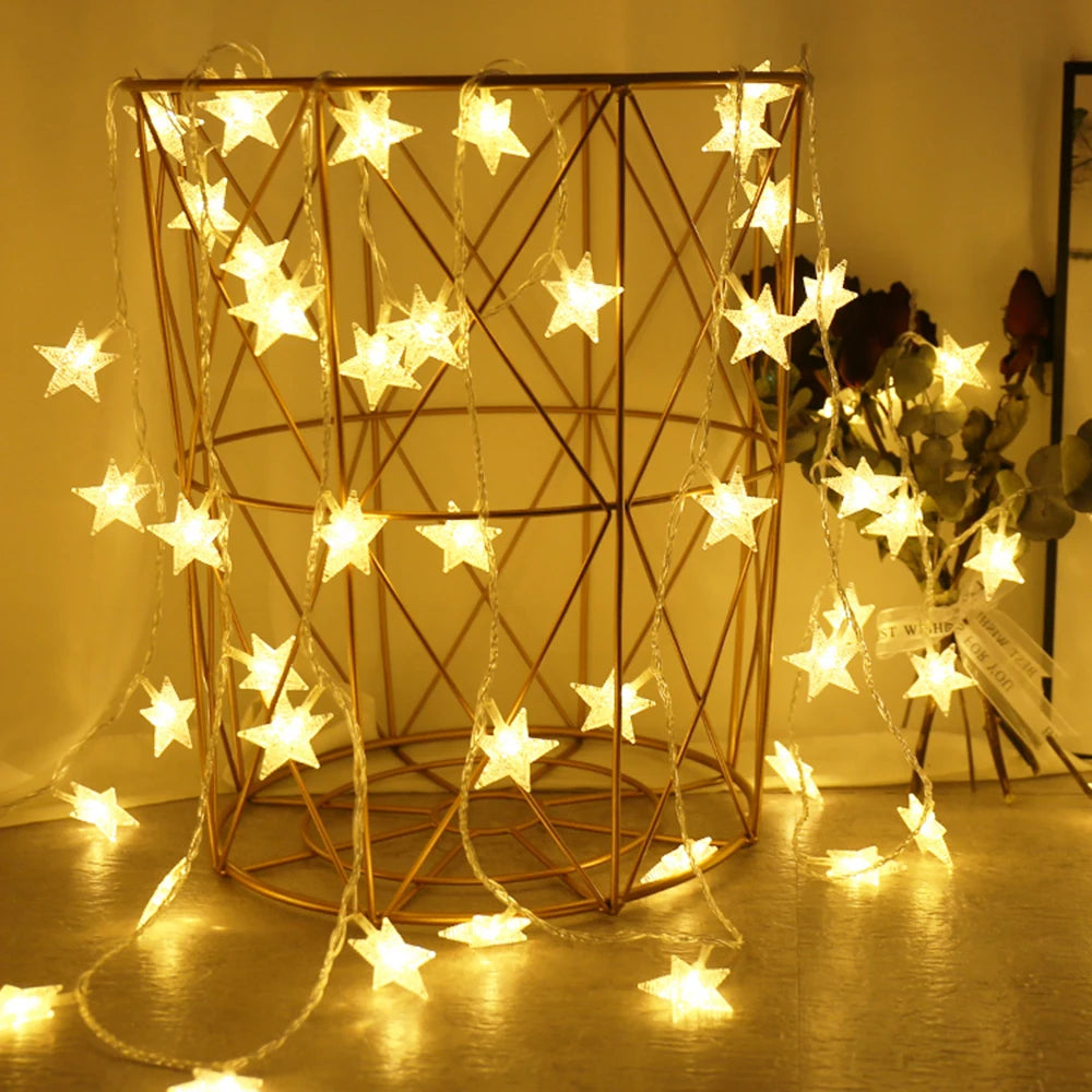 LED Star Fairy Lights Outdoor Chain Lights Garland Decoration