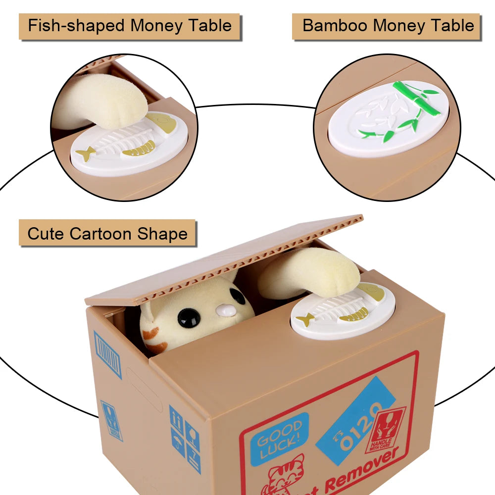 Cute Automated Panda Cat Steal Coin Bank Money Saving Box