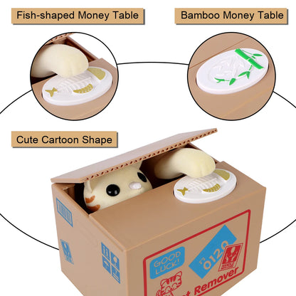 Cute Automated Panda Cat Steal Coin Bank Money Saving Box