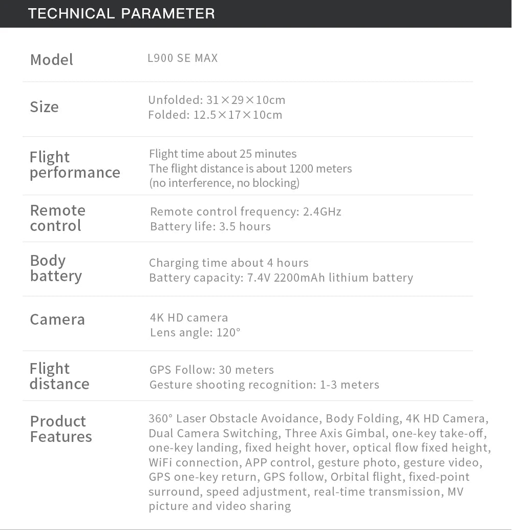 L900 Pro SE MAX GPS Drone 4K Professional Dual HD Camera