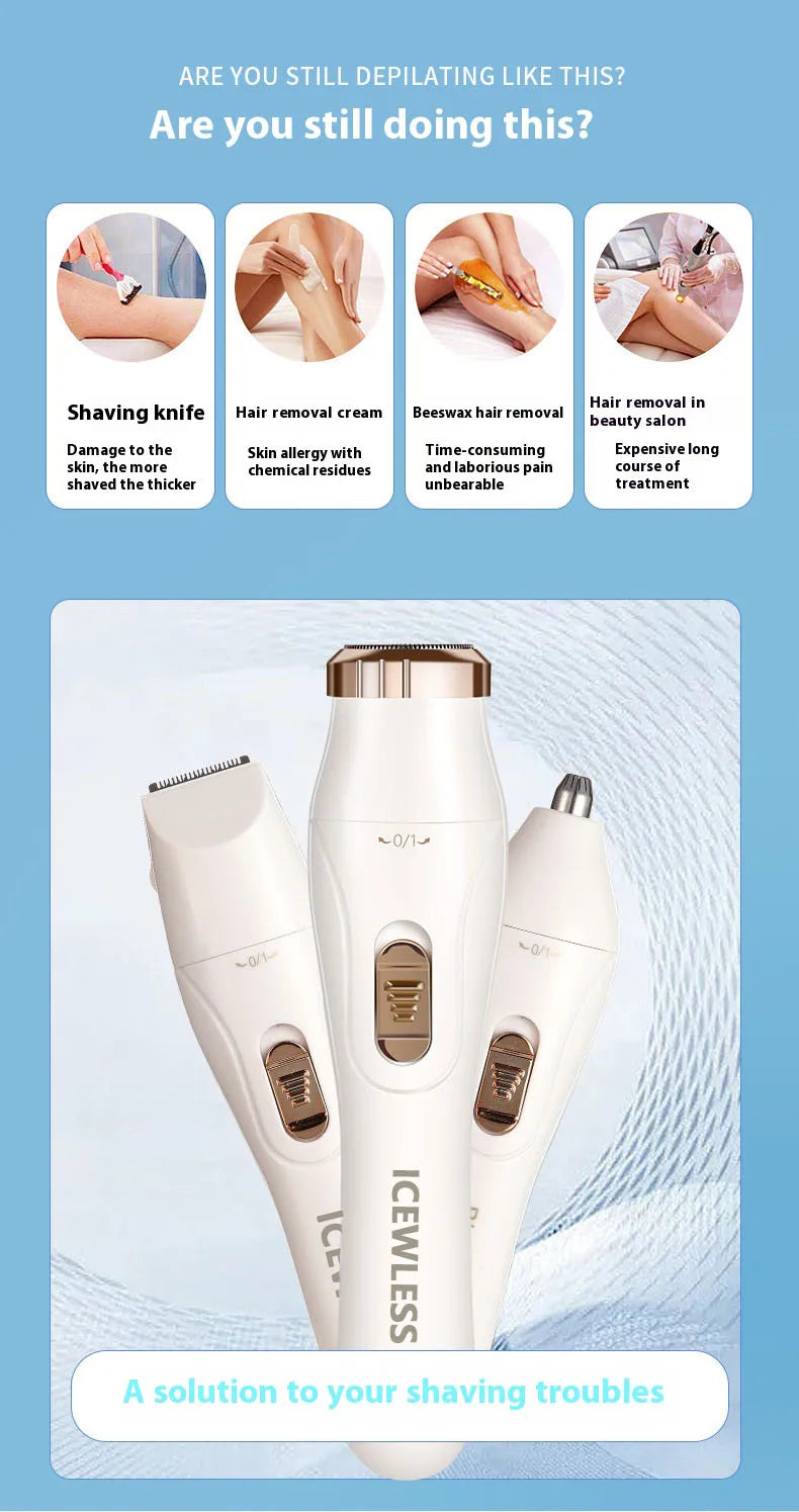 Electric Hair Trimmers for Women Waterproof Razor Painless