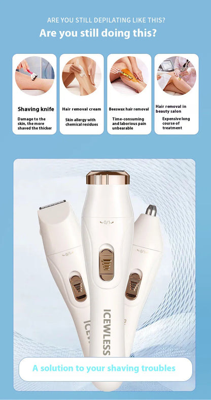 Electric Hair Trimmers for Women Waterproof Razor Painless
