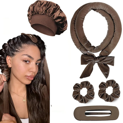 Heatless Hair Curler Set with Satin Bonnet Styling Tools