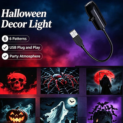 USB Halloween Projector Light 6 Patterns Mini LED Spooky