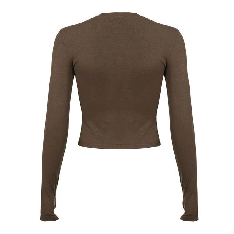 Women Casual Slim Fit Long Sleeve O-Neck T-shirts