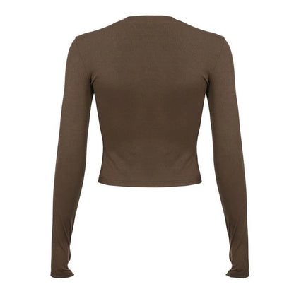 Women Casual Slim Fit Long Sleeve O-Neck T-shirts