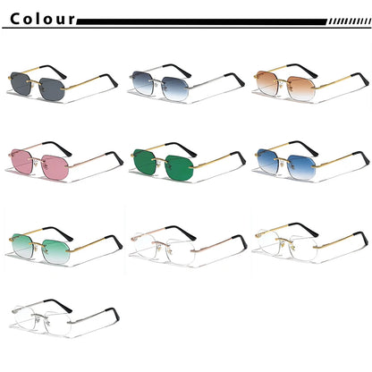 New Retro Rimless Sunglasses Men's Polygon Brand Designer
