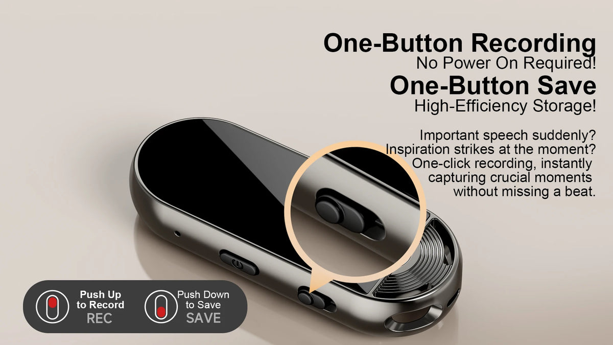 Mini AI Voice Recorder Pen, 30.6g, Magnetic Clip-on Design