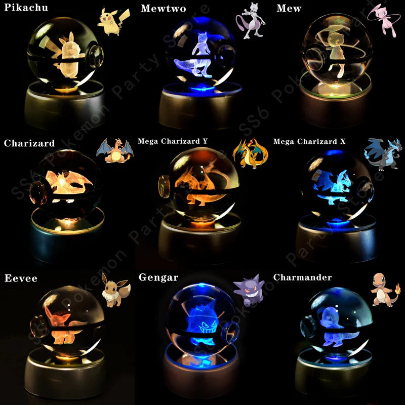 Pokemon Crystal Ball 3D Mewtwo Pikachu Gift