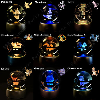 Pokemon Crystal Ball 3D Mewtwo Pikachu Gift