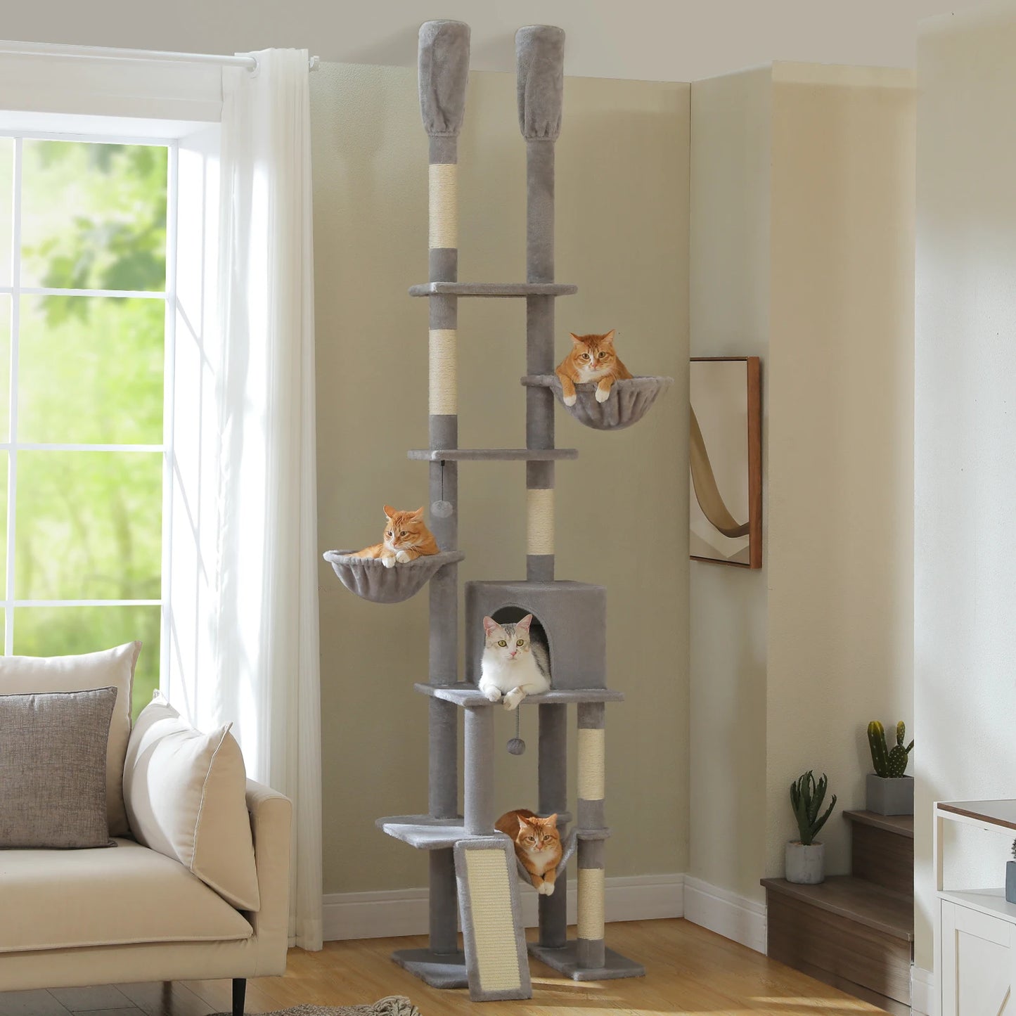 Cactus Cat Tree Floor to Ceiling Tower Scratching Posts