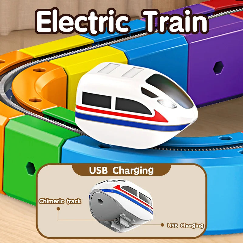 DIY Assembly Magic Track Train Building Block Multiple Shapes