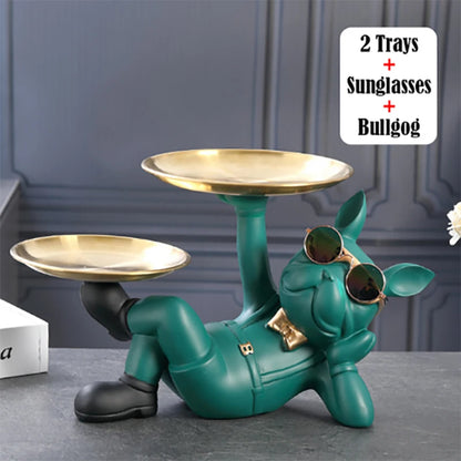 Bulldog Animal Figurines Cool Dog Statue Sculpture Decoration