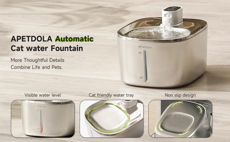 APETDOLA 4L Wireless Cat Water Fountain Auto Sensor Drinking