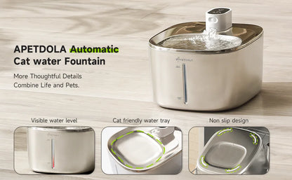 APETDOLA 4L Wireless Cat Water Fountain Auto Sensor Drinking