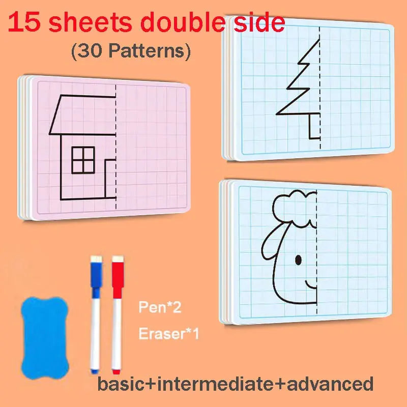 30 page children's grid symmetrical drawing toy
