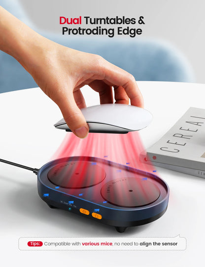 Dual Turntable Mouse Mover with Adjustable Intervals