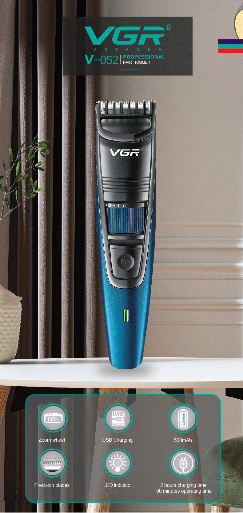 VGR Adjustable Hair And Beard Trimmer Hair Clipper Hair