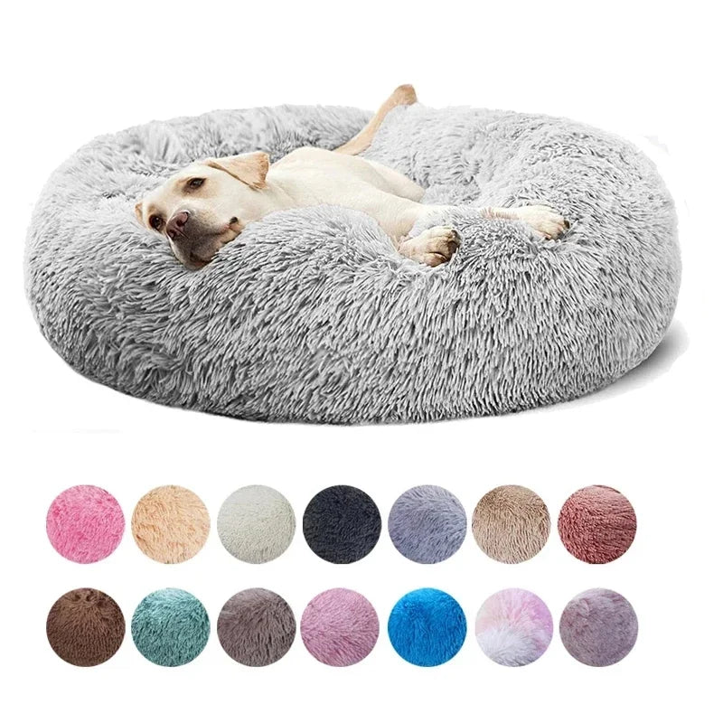 Round Pet Bed for Large Donut Long Plush Bed