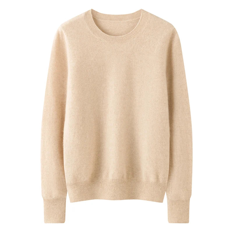 100% Pure Goat Cashmere Knitted Pullovers O-Neck