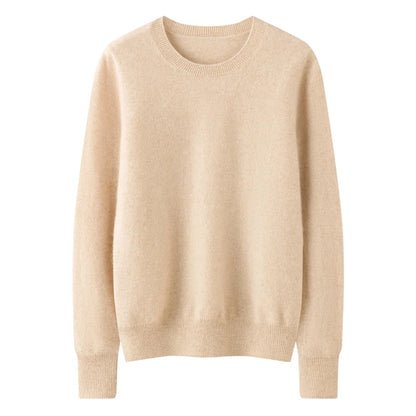 100% Pure Goat Cashmere Knitted Pullovers O-Neck