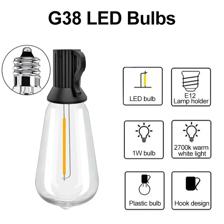 Outdoor String Lights 110V/220V LED Patio Hanging Lights