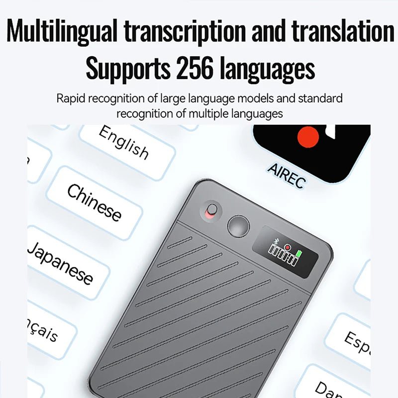 8-256GB AI Voice Recorder with Display Screen Real-Time Transcription