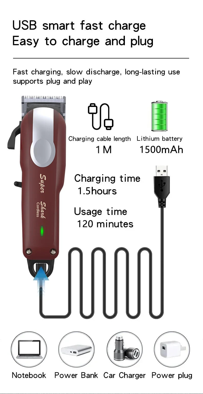 Professional Hair Clipper Lithium Battery Trimmer