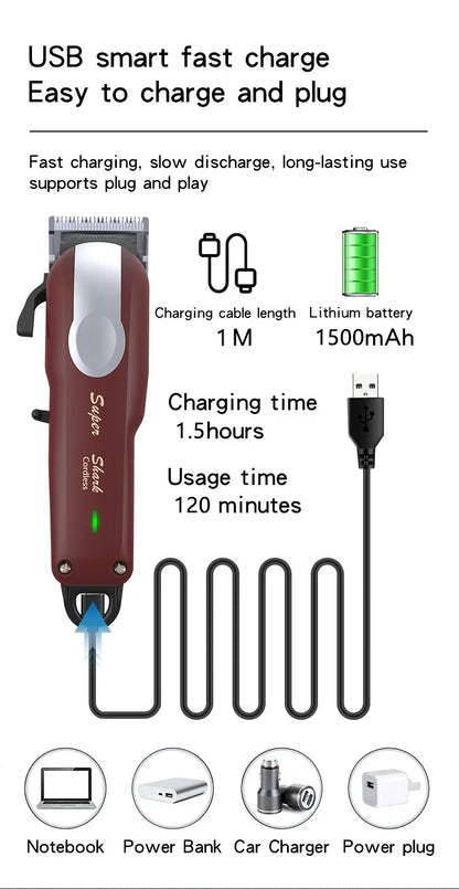 Professional Hair Clipper Lithium Battery Trimmer